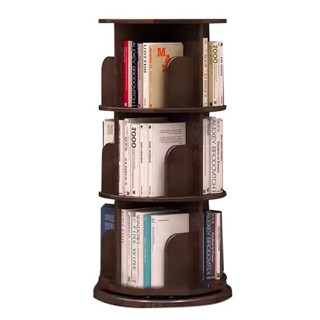 Easnuroz 2/3/4/5/6-Tier Rotating Bookshelf Tower Brown Bookcase Round 360 Display Spinning Bookshelf For Living Room Bedroom(40 * 97cm)