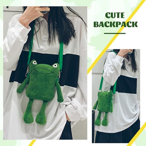 Calkkrer Cartoon-Frosch-Plüsch-Tasche Umhängetasche, Süße Mini-Schultertasche, Kuscheliges Spielzeug-Design, Einzigartiges Geschenk für Frauen, für Outdoor und Alltag
