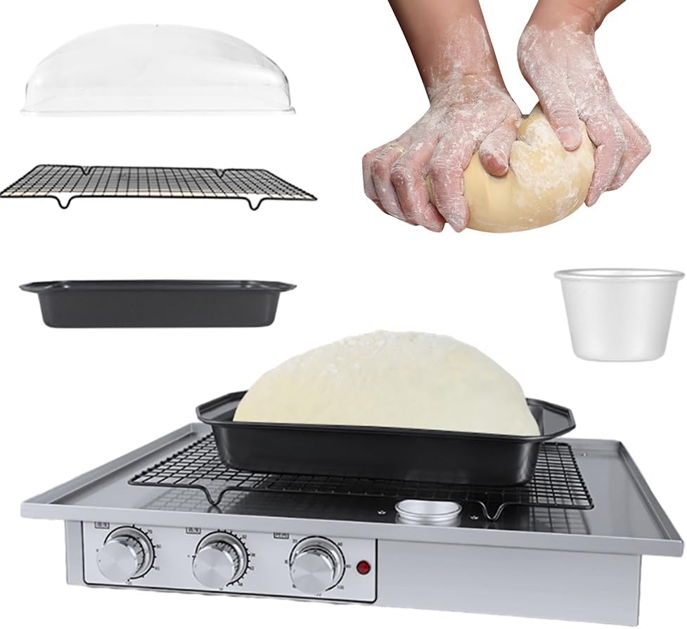 Bread Proofing Machine with Adjustable Humidity and Temperature, 0-120 Minute Timer, and A Proofing Box with A Humidifier Cup and Grid for Making Bread. (L),Medium