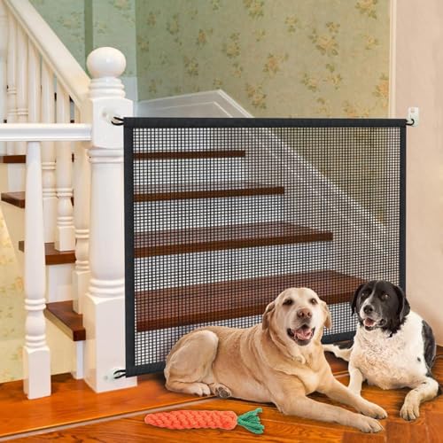 Hundebarrieren, Absperrgitter Hund, Treppenschutzgitter, Kinderschutzgitter, Schutzgitter Treppe, Absperrgitter Hund, mit Hundespielzeug, für Haustiere und Kinder, Ohne Bohren-180 * 72cm
