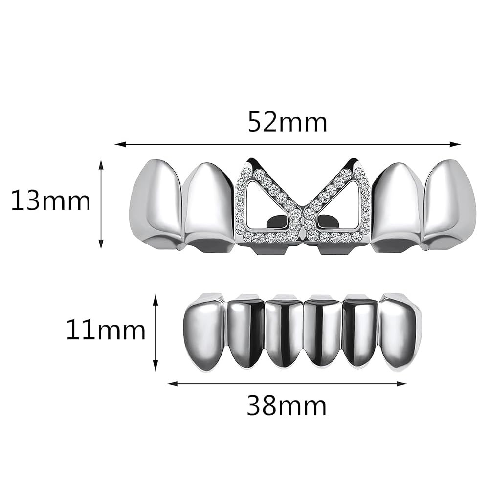 SSyang Hip Hop Teeth Grills for Mouth Braces Decoration, with 2 Silicone Moulds - Image 2