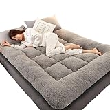 Skin Friendly 4 Inch Extra Thick Fluffy Floor Futon Mattress, Super Soft Fuzzy Roll Up Sleeping Pads, Portable Folding Foam Floor Bed Tatami Mat, for Guest RV Mattress ( Color : GRAU , Size : Tw" )