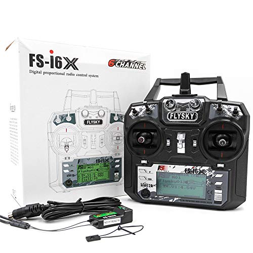 Flysky FS-i6X 2.4G 10CH AFHDS 2A Radio Transmitter Upgrade Flysky i6 AFHDS 2A RC Transmitter TX with iA6B Receiver (Mode 2 Left Hand Throttle)