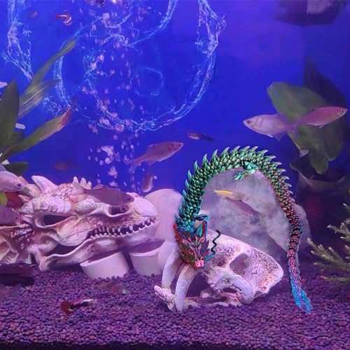 Image of 3D Printed Dragon, 3D Printed Crystal Dragon, Home Office Desktop Decoration Fish Tank Landscape, car Decoration, (Yellow greeen, 12 inches)