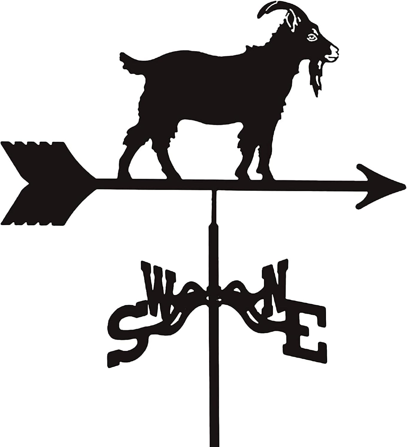 Weathervane,Goat Metal Weathervane Outdoor Stainless Steel Weather Vane Yard Wind Vane Direction Wind Speed Direction Indicator for Farm Yard Garden Gazebo Decorations