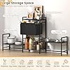 Elevated Dog Bowl Stand with 2 Feeding Stations, Adjustable Raised Feeding Station Cabinet with Toy Bin Basket, Lifted Food and Water Bowl Holder, Pet Storage Organizer for Large Medium Small Dogs
