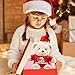 Personalized 2025 Photo Text Christmas Handmade Bear Plush Gift for Women Kids First Merry Christmas Customized Stuffed Animal Bear Home Decoration Red Hat
