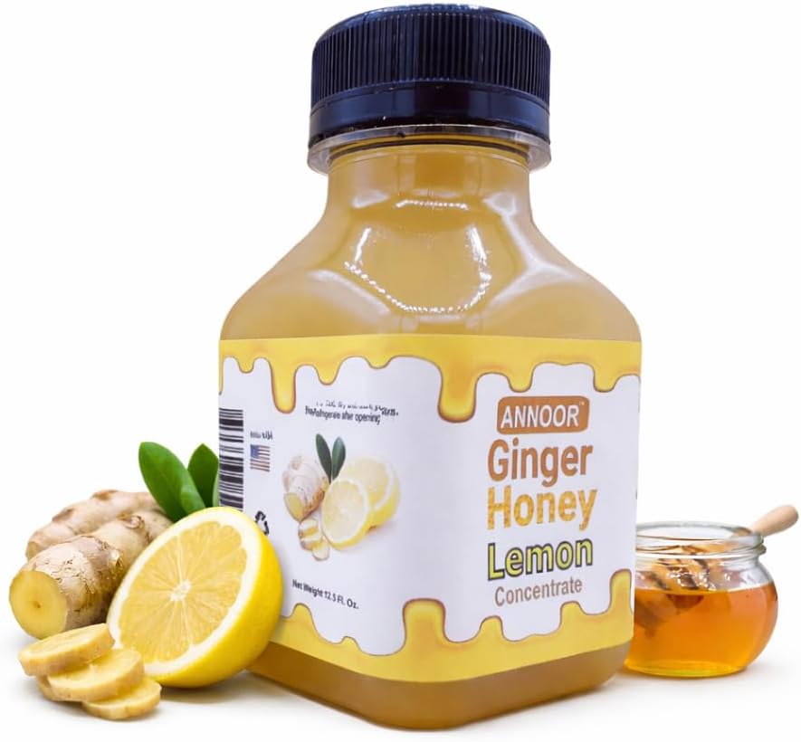 Ginger Lemon & Honey Concentrate Juice by Annoor |8.5 Fl Oz | NFC | No pulp. Easy to mix | Use in Detox Water, Refreshers, Ginger Lemon Tea and Cocktail