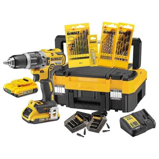DeWalt XR Akku-Schlagbohrschrauber Set DCK796D2T – Schlagbohrmaschine mit 2-Gang-Vollmetallgetriebe & bürstenlosem Motor zum Schrauben, Bohren & Schlagbohren – 1 x Schlagbohrer Li-Ion 18 V + Zubehör