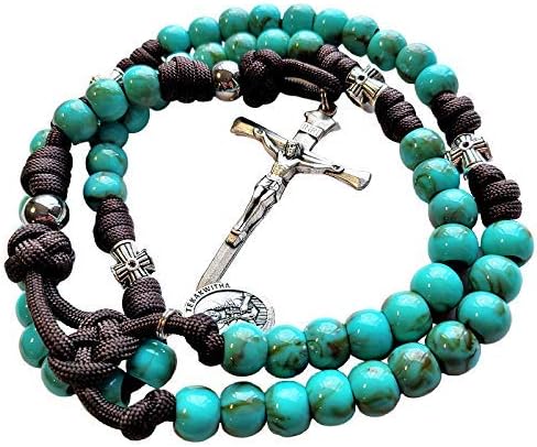 Rugged Rosaries Saint Kateri Turquoise Paracord Rosary