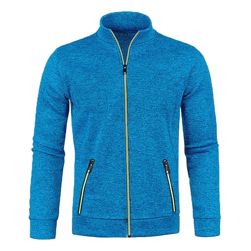 Generisch Chaqueta de punto fina para hombre, chaqueta de entretiempo con cremallera y bolsillos, chaqueta de trabajo, tallas grandes, cómoda, chaqueta informal lisa, chaqueta deportiva ligera y