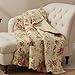 Greenland Home Fashions Antique Rose - Classic Traditional Floral - 100% Cotton Quilted Throw Blanket, 50 x 60 inches, Ecru