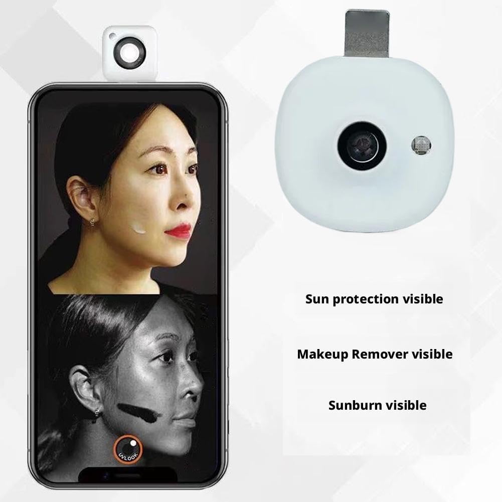 UV Camera for Sunscreen Test, Mini UV Mirror Sunscreen Camera,Portable UV Camera for Facial Sun Protection and Detection Removal Makeup,Visible and Makeup,for iPhone, for Android