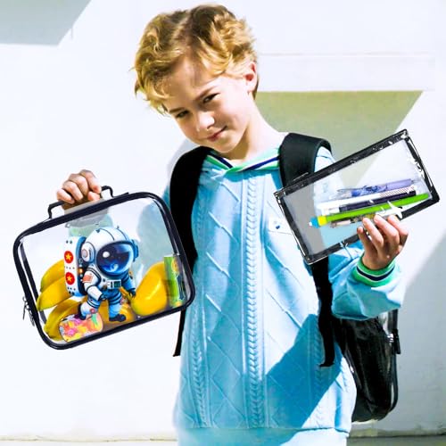 Image of KLFVB 3PCS Clear Backpack for Girls and Boys, Kids See Through Backpacks Stadium Approved, Transparent Bookbag for Elementary