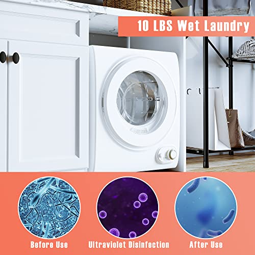 Portable Clothes Dryer, Euhomy 110V Compact Laundry Dryer 1.5 cu.ft Electric Portable Clothes Dryer with Stainless Steel Tub 4 Automatic Drying Mode 850W White Easy Control - Thumbnail 6