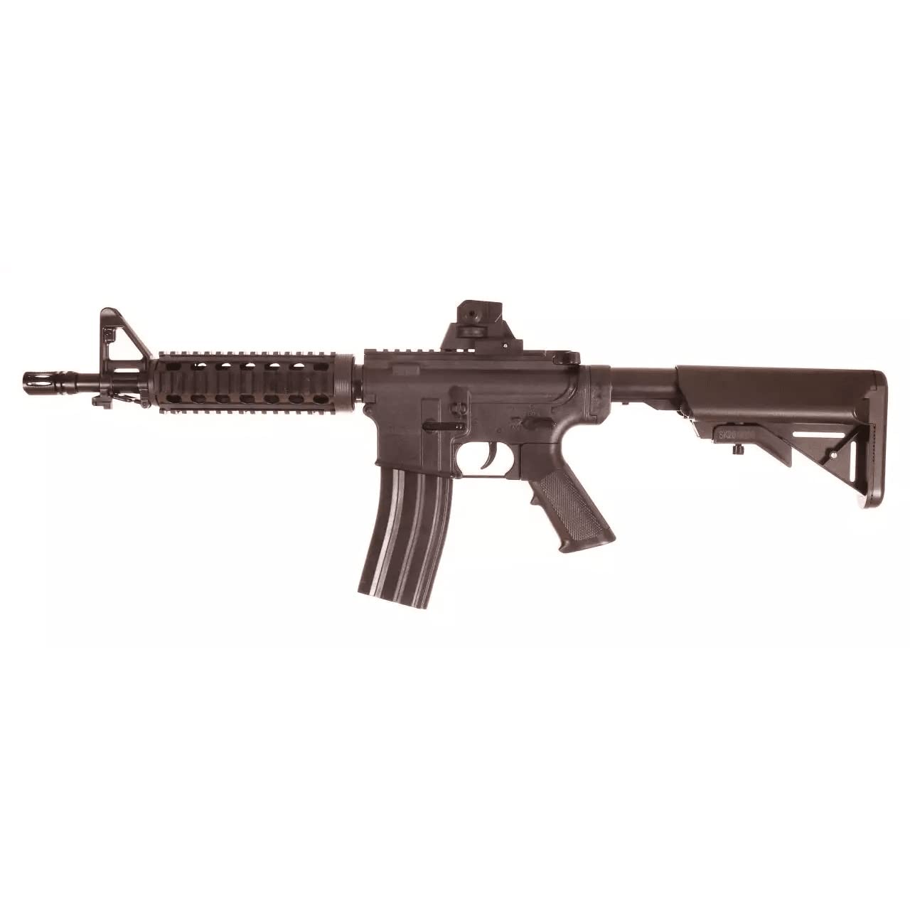Rifle de Airsoft SG00063 Estilo M16 - Modelo Resorte - Armamento Manual/Tiro a Tiro - Material: Plástico de Alta Resistencia - Color: Negro - Potencia 0.37 Julios
