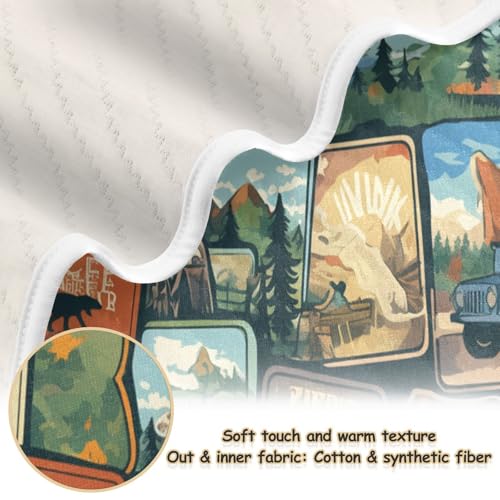 Image of Baby Swaddle Blanket for Boys Girls Soft Warm Stroller Throw Blanket for Newborn Infant Toddler 30X40in Camping National Park Colorful Labels Emblems (3)