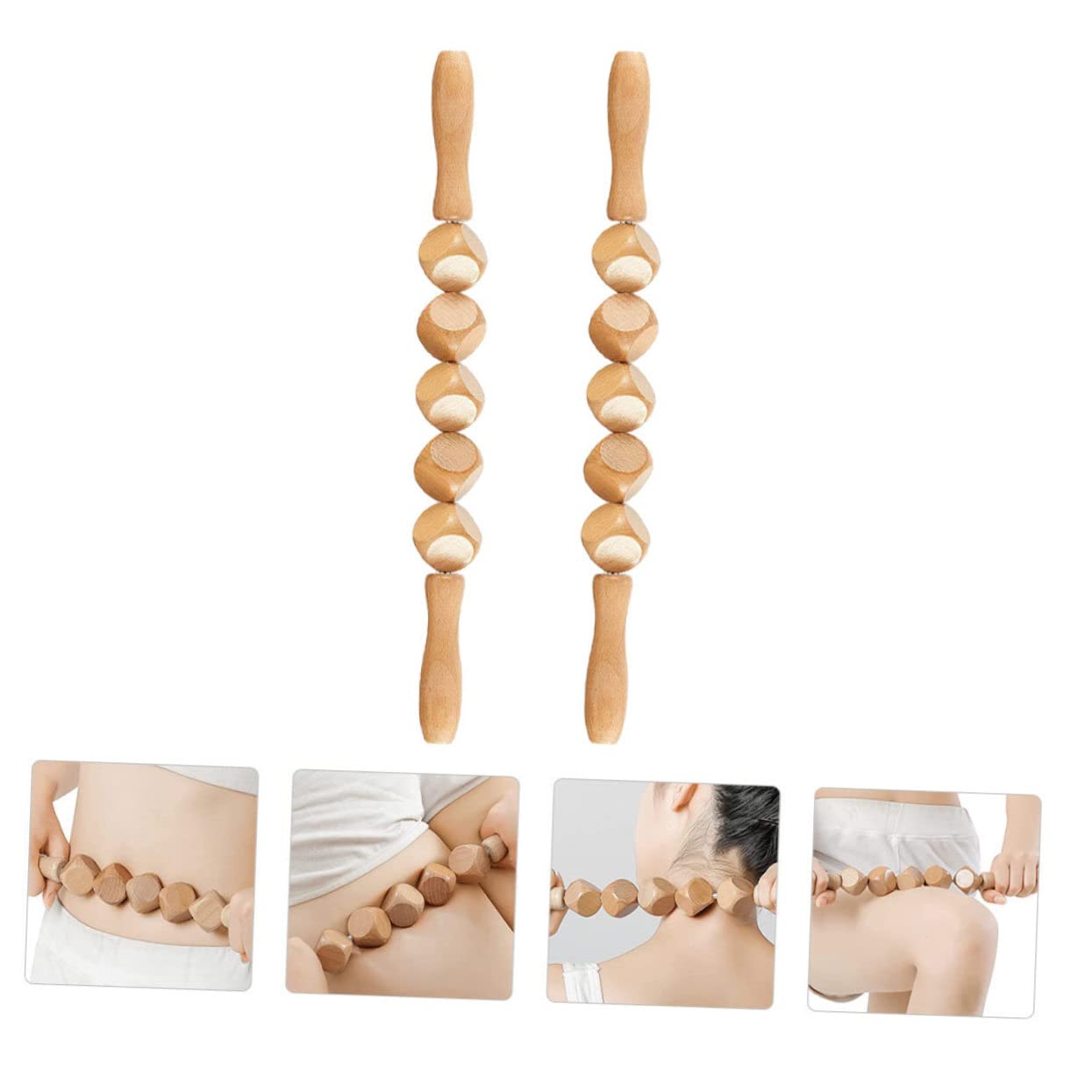 Masajeadores Musculares Manuales 2 Piezas de Madera para Masaje Corporal | Uso en Casa, Formato Varillas, para Yoga y Relajación, Apto para Adultos Mayores y Aficionados al Fitness