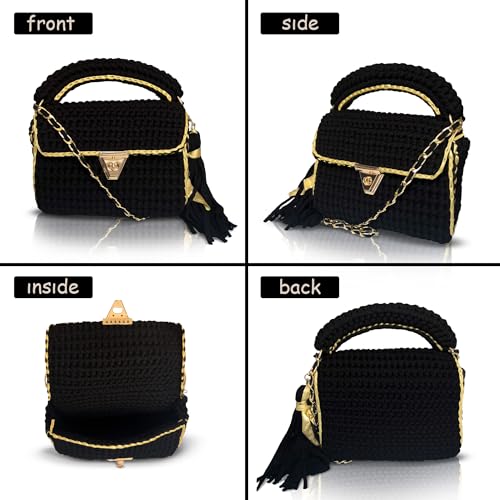 Image of Evening Clutch Bag for Women, Handmade Crochet Wedding Party Purse, Small Flap Formal Crossbody Handbag Evening Clutch