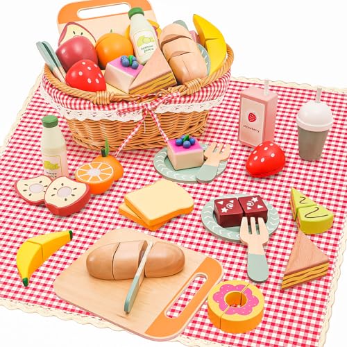 HAPGFS Wooden Picnic Basket Set