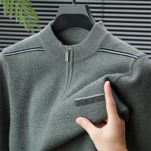 Men's Solid Color Half-Zip Pullover – Knit Sweater, Casual Long-Sleeve Jumper4