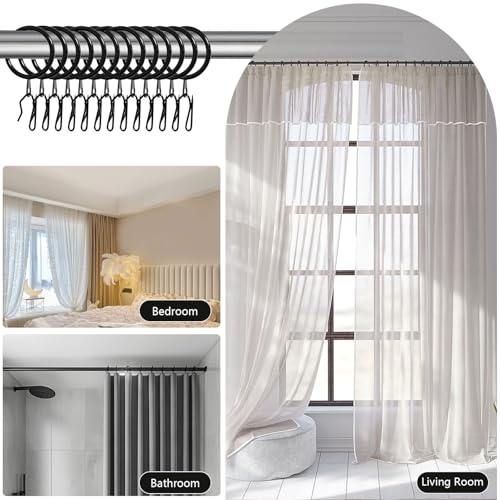 KAHIT 30 Pack Curtain Hooks for Drapes and 30 Pack Curtain Rings with Hooks MetalPinch Pleat Curtain Hooks Pleat Hooks for Drapes Curtain Rings for Drapes Pinch Pleat Hooks Black - Thumbnail 4