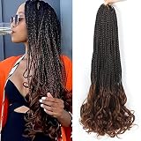 8 Packs French Curl Crochet Braids Hair-22 Inch Boho Goddess Box Braids Crochet Hair Pre Looped Fren