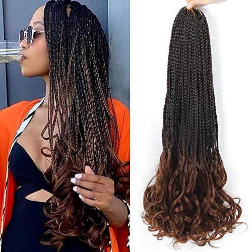 8 Packs French Curl Crochet Braids Hair-22 Inch Boho Goddess Box Braids Crochet Hair Pre Looped French Curly Braiding Hair Crochet Box Braids Hair For Black Women (22(8Packs), 1B/30#) #TOP8