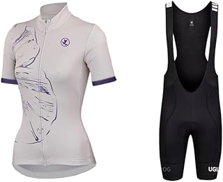 UGLY FROG Abbigliamento Ciclismo da Donna,Maglia Manica Corta+Pantaloncini,Cuscino Gel 20D,Ciclismo Moda Set Completo,Ad Asciugatura Rapida Traspirante