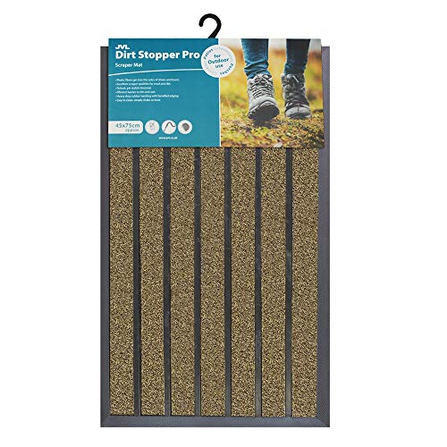 Image of JVL Dirt Stopper Pro Rectangular Scraper Entrance Door Mat, Beige