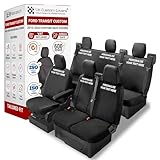 Personalised Seat Covers to fit the Ford Transit Custom 2013 to 2023 | Waterproof, Heavy Duty, Seat Mounted Airbag Compatible, Durable, Easy to Fit | Tailored 6 Seat Set With Pull Down Tray
