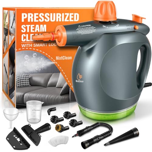 Top 10 Picks for the Best Steam Cleaner for Bathroom Use 7 1250W Powerful Handheld Steam Cleaner with Detergent Container and Safety Lock, Multifunctional and Pressurized Hand Held Steamer for Kitchen, Bathroom, Windows and Floors, Steamer for Cleaning