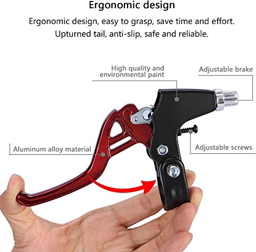 Tbest Bike Brake Levers Bmx,Evercross Handbrake Levers,1 Pair Ycle Brake Levers Aluminium Alloy Cycling Brakes Handles 4 Colors Available (Red) Kids Bicycle Brake Lever Bmx Brake Lever #TOP1