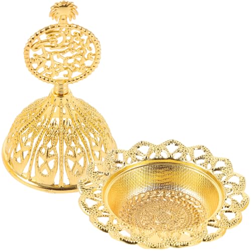 jojofuny Quemador de Incienso Mini Árabe Dorado Pequeño, Incensario Metálico Calado para Conos, Decoración para Hogar, Portátil y Artístico, Adecuado para Sala de Estar y Oficina