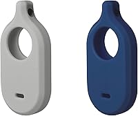 Vista 1 de Funda de silicona para Galaxy SmartTag2 con llaveros, paquete de 2 fundas protectoras antiarañazos con mosquetón (azul marino/gris)
