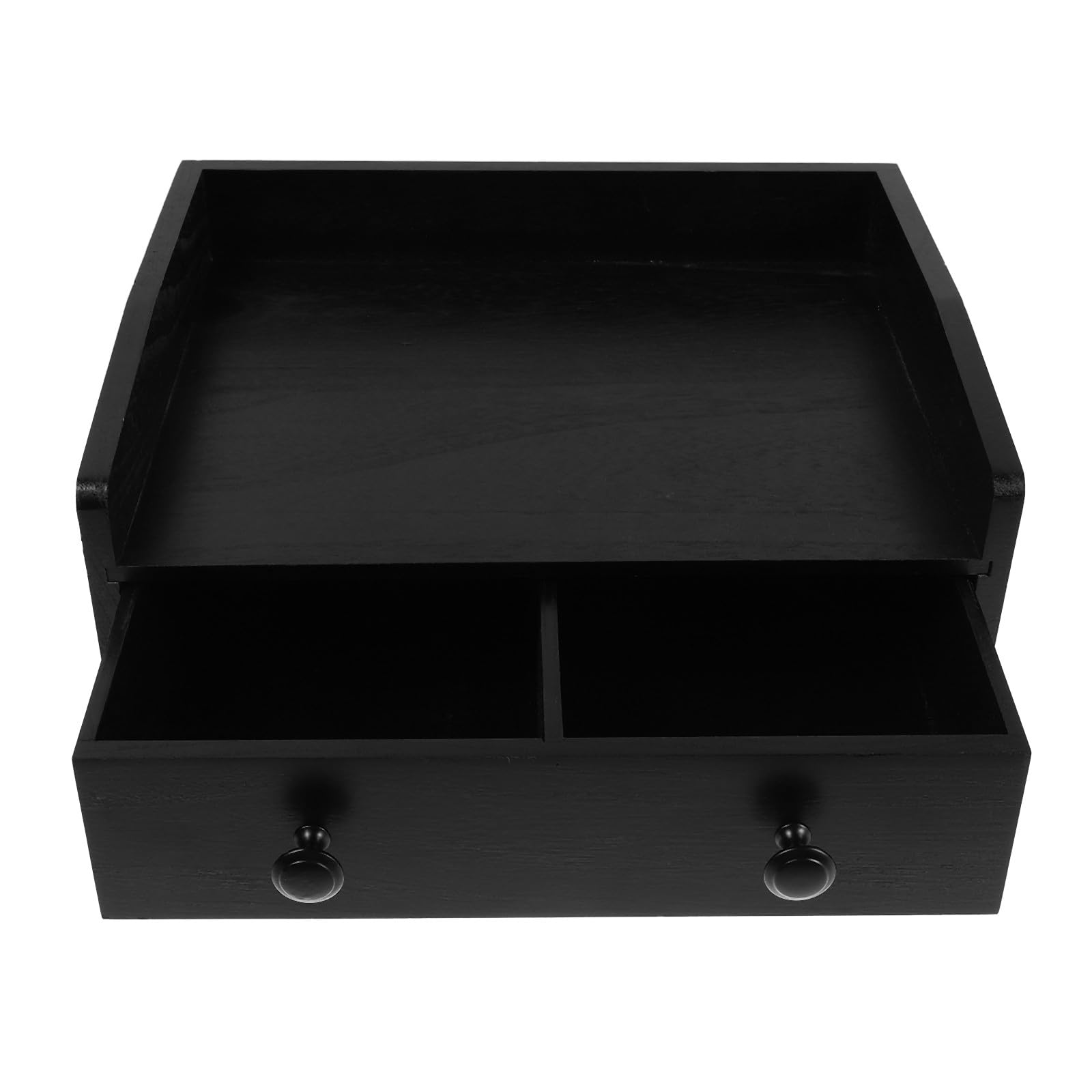 Uonlytech Armario de Almacenamiento de Sobremesa de Madera Negro con Gran Capacidad y Diseño Multifuncional para Organizar Bolsitas de Té y Café en Oficina o Decoración del Hogar