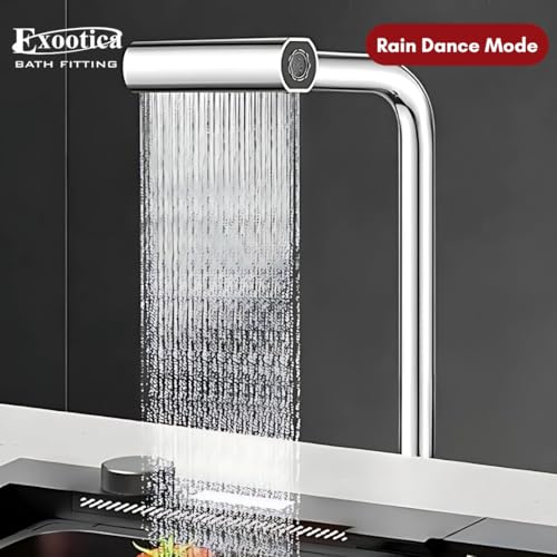 Image of Kitchen Wall Mounted Sink Cock | Different Modes Chrome Finished - Sink Cock Multi Flow