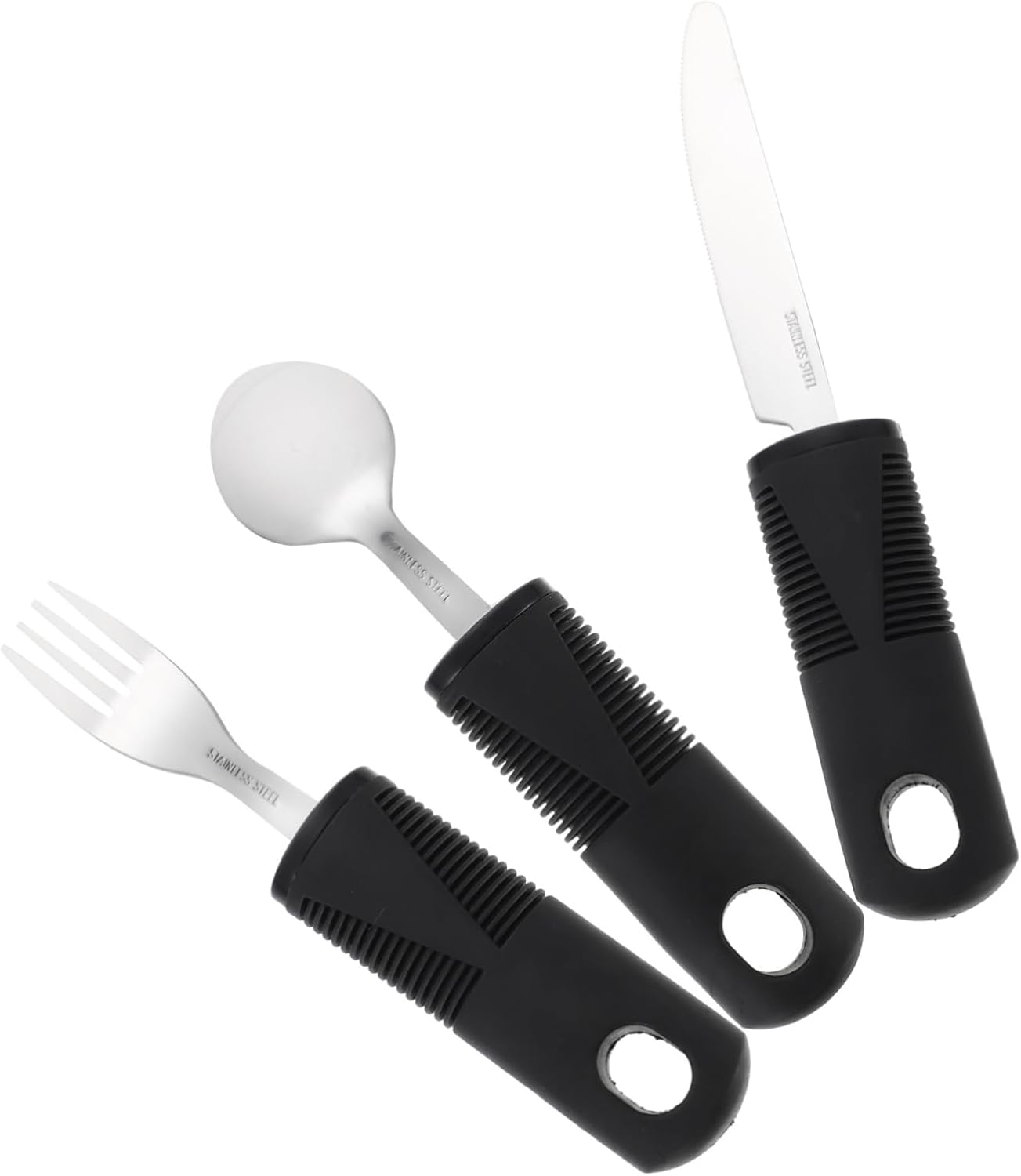 FOMIYES 1Set Adaptive Utensils for Elderly Non Slip Weighted Tableware with Fork Knife Spoon Portable Eating Equipment for Disabled and Seniors and