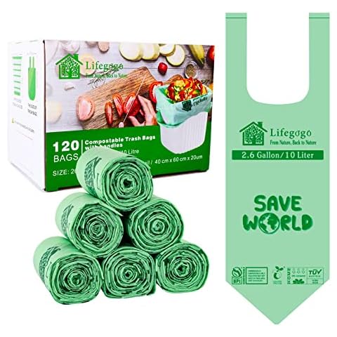 10L Bio-Müllbeutel mit Henkel: 100% kompostierbar & reissfeste Küchen Lebensmittel Abfallbeutel Cover