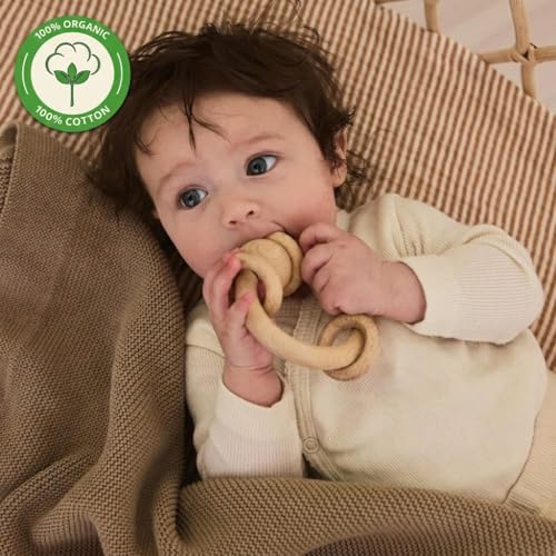 Image of 100% Organic Cotton Knit Receiving Baby Blanket for Newborns - Soft, Breathable Blanket for Crib & Stroller - Nursery Gift (Ultra Soft Mochachino)