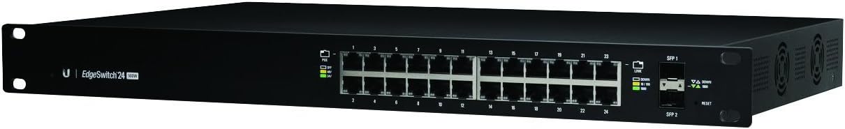 Ubiquiti EdgeSwitch ES24-500W 24 port Gigabit, 500W, Managed PoE (Renewed)