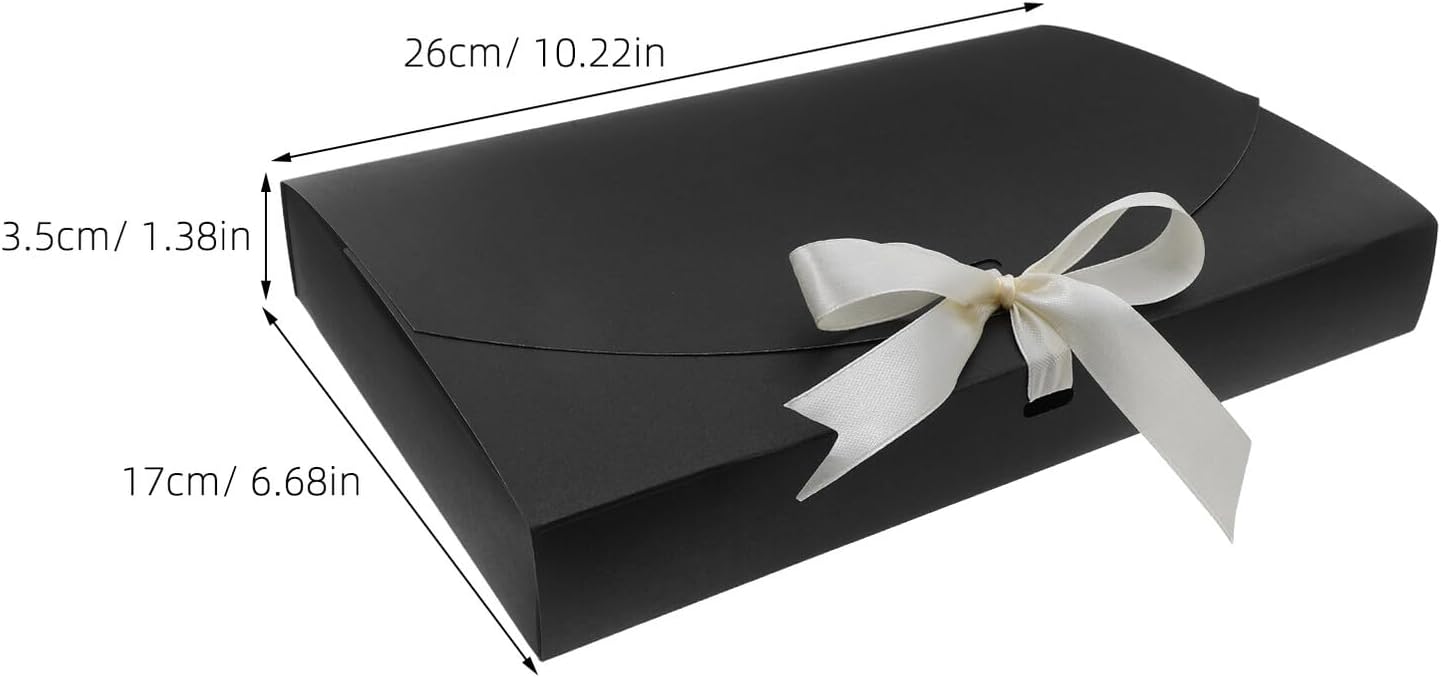 Unomor 20pcs Black Pearl Paper Boxes for Scarves Pajamas Towels Packaging, 26x17.5x3.5cm Party Favor Wrapping Bags for Wedding Birthday Engagement