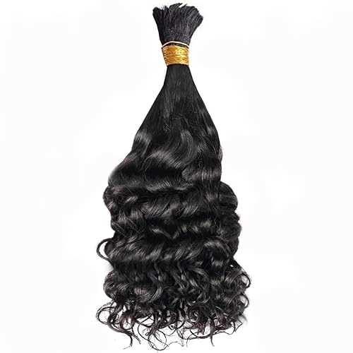 Miniatura 8 de Cabello humano rizado con reflejos marrones a granel para trenzar microtrenzas a granel, cabello humano húmedo y ondulado, sin trama, cabello humano