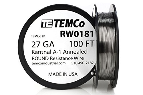 TEMCo Kanthal A1 wire 27 Gauge 100 Ft Resistance AWG A-1 ga