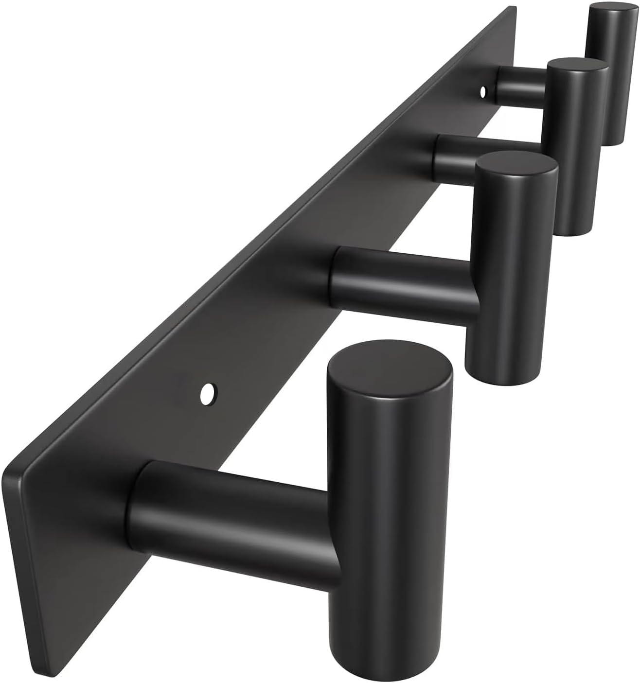 VAEHOLD Hat and Coat Wall Mount Rack - 4 Hooks for Robes, Bags, Keys, and Towels - Bathroom Towel Hanger Organizer -Black “T“ Shape 4 Hooks 1 Pack Black