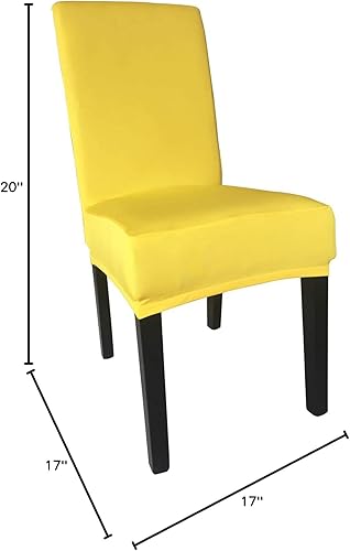 Miniatura 5 de Funda protectora de tela de elastano elástica extraíble y lavable para silla de comedor (amarillo brillante, 8)