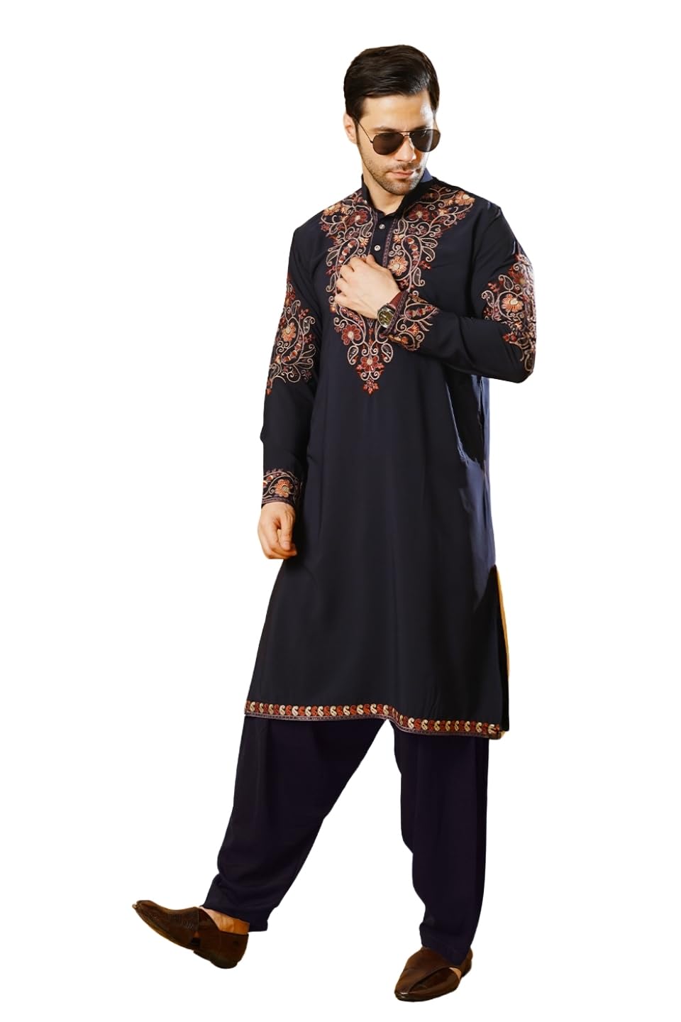wintage Men's Cotton Blend Blue Kurta Patyala Set-picture-21