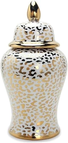 Vase Desktop Home Decor Gold Ginger Jar with Lid Ceramic Decorative Porcelain Flowerpot Jars Temple Lids Chinese