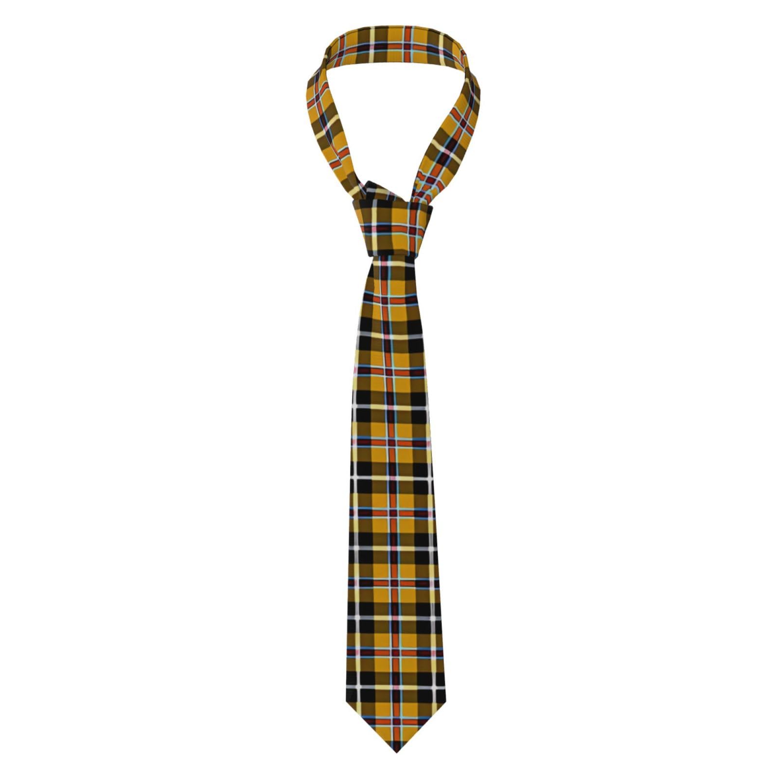Hlbsdm Men's As Pic Cornish National Tartan Yellow And Black Plaid Luxury Tie For Weddings & Business - Silk-Like Texture Formal Necktie Gift For Grooms & Professionals