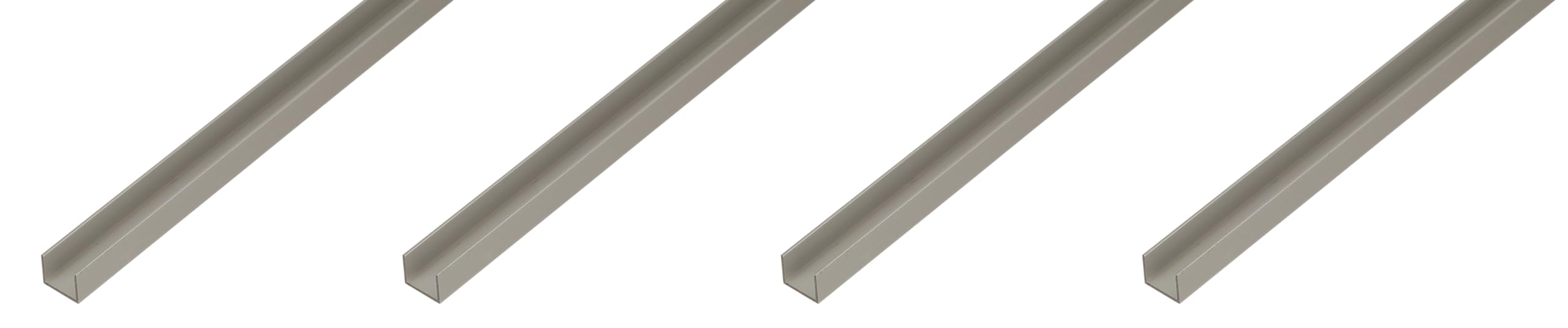 Alberts Lot de 4 profilés en U | Spécialement pour panneaux de particules de 16 mm d'épaisseur | Aluminium anodisé argenté | 1000 x 19 x 15 mm
